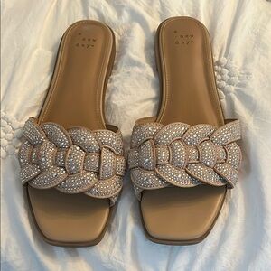 A New Day Tan Braided Slide Sandals